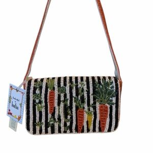 Handcrafted in India Beaded Carrot/Carrot Cake Design Shoulder Bag